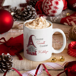 Cute Rustic Personalized Christmas Gnome Elf Mug