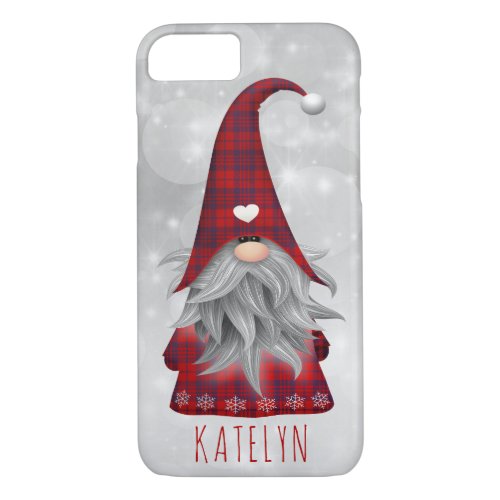 Cute Rustic Personalized Merry Christmas Gnome iPhone 87 Case