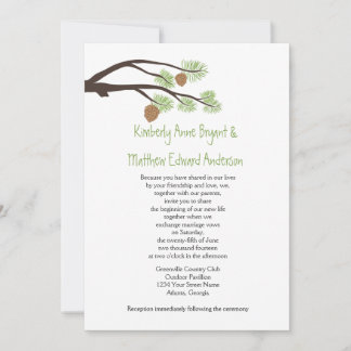 Cute Rustic Pine Cones and Branches Wedding Invite