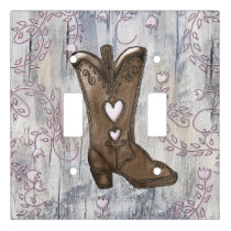 Cute Rustic Pink Cowgirl Heart Boots Farmhouse  Light Switch Cover