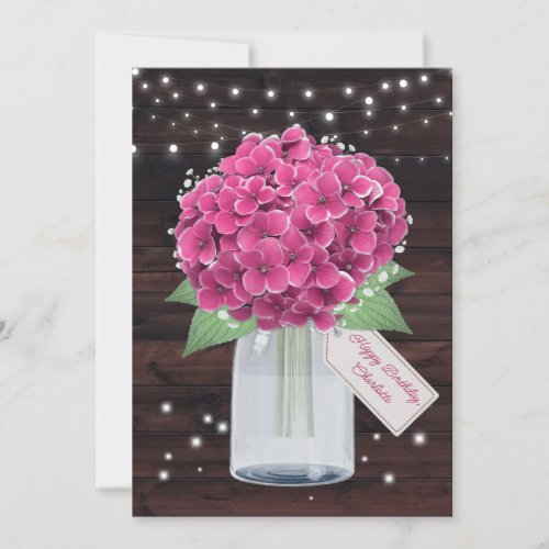 Cute Rustic Pink Floral Birthday Card for Sister