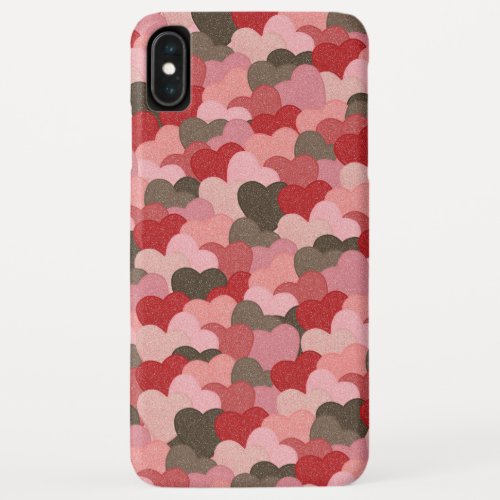 Cute Rustic Red Pink Hearts Pattern iPhone XS Max Case