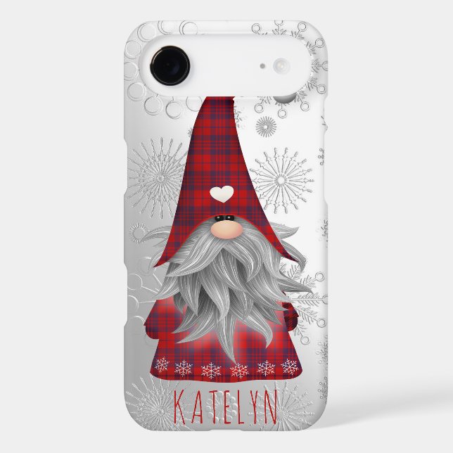 Cute Rustic Shiny Snowy Merry Christmas Gnome Case-Mate iPhone Case (Back)