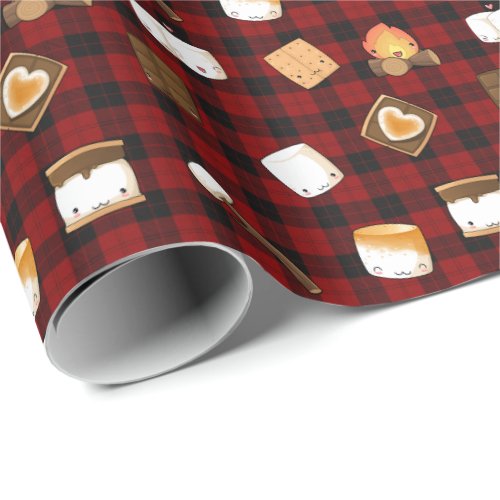 Cute Rustic Smores Kids Summer Birthday Wrapping Paper