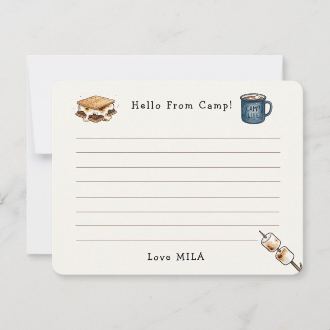 Cute Rustic Summer Camp watercolor  Note Card (Front)