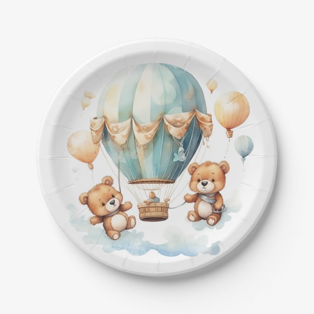 Cute Rustic Twin Baby Shower  Barely Wait Paper Plates (Front)
