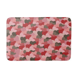 Cute Rustic Valentines Day Paper Hearts Pattern Bath Mat