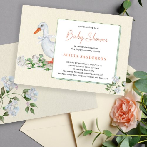 Cute rustic vintage farm floral baby shower invitation