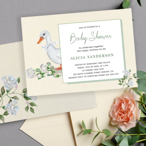 Cute rustic vintage farm floral baby shower invitation