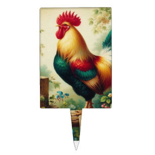Cute rustic/vintage rooster cake topper
