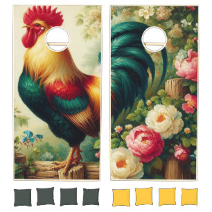 Cute rustic/vintage rooster cornhole set