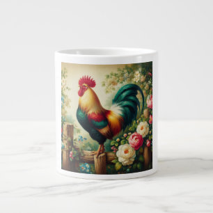 Cute rustic/vintage rooster giant coffee mug