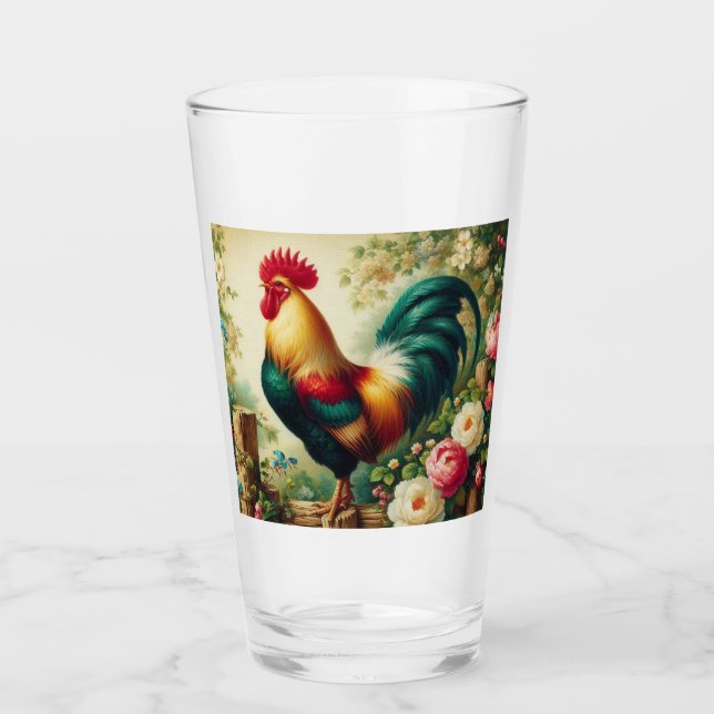 Cute rustic/vintage rooster glass (Front)