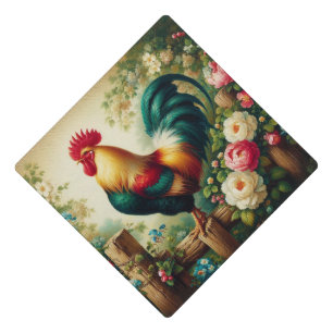 Cute rustic/vintage rooster graduation cap topper