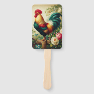 Cute rustic/vintage rooster hand fan