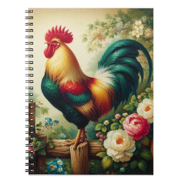 Cute rustic/vintage rooster notebook (Front)