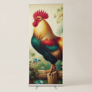 Cute rustic/vintage rooster retractable banner