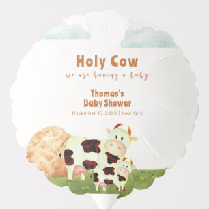 Cute Rustic Watercolor Holy Cow Farm Baby Shower  Balloon