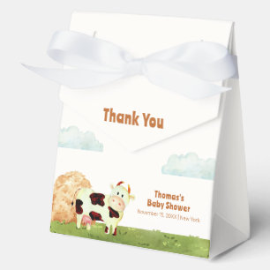 Cute Rustic Watercolor Holy Cow Farm Baby Shower Favor Boxes