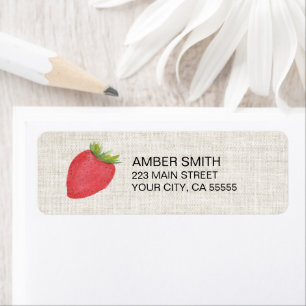 Cute Rustic Watercolor Strawberry Linen Label
