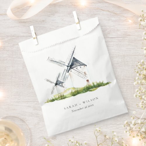 Cute Rustic Watercolor Windmill Farm Theme Wedding Favor Bag