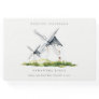 Cute Rustic Watercolor Windmill Farm Theme Wedding Guest Book