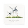 Cute Rustic Watercolor Windmill Farm Theme Wedding Napkins