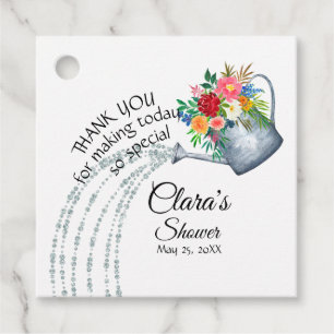 Cute Rustic Watering Can Floral Thank You Shower Favor Tags