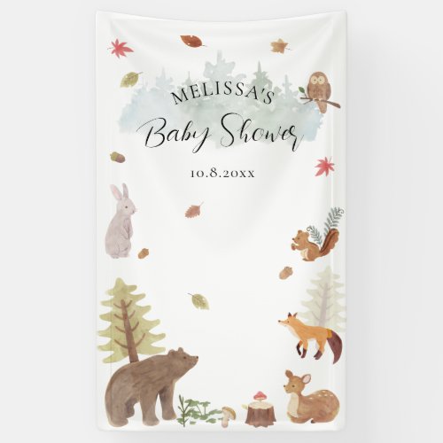 Cute Rustic Woodland Forest Animals Baby Shower Banner