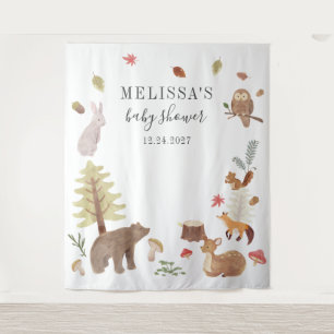 Cute Rustic Woodland Forest Animals Baby Shower Tapestry
