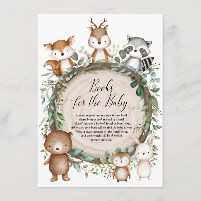 Cute Rustic Woodland Forest Animals Books for Baby Enclosure Card (Front)