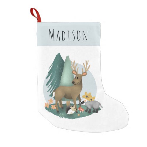 Cute Rustic Woodland Forest Animals Kids Small Christmas Stocking