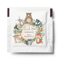 Cute Rustic Woodland Greenery Animals Baby Shower Hand Sanitizer Packet