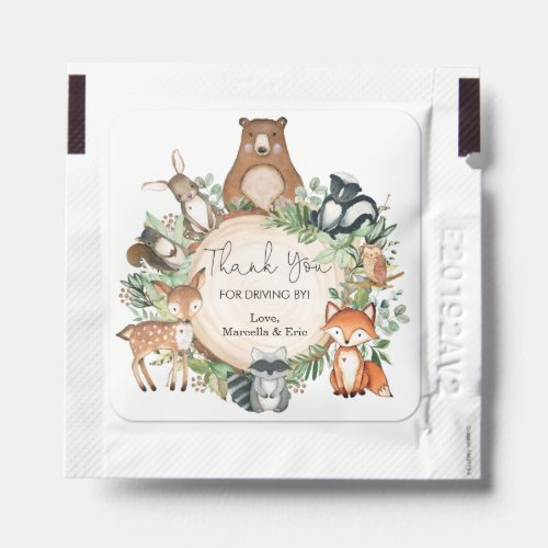 Cute Rustic Woodland Greenery Animals Baby Shower Hand Sanitizer Packet