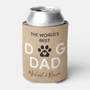 Cute Rustic World's Best Dog Dad Photo Can Cooler