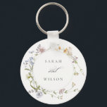 Cute Rustic Yellow Meadow Floral Wreath Wedding Keychain<br><div class="desc">If you need any further customisation please feel free to message me on yellowfebstudio@gmail.com.</div>