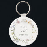 Cute Rustic Yellow Meadow Floral Wreath Wedding Keychain<br><div class="desc">If you need any further customisation please feel free to message me on yellowfebstudio@gmail.com.</div>