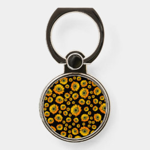 Cute Rustic Yellow Sunflower Pattern Phone Ring Stand