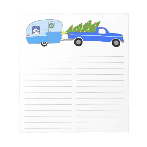 Cute RV Christmas Camper Trailer Grocery Shopping Notepad