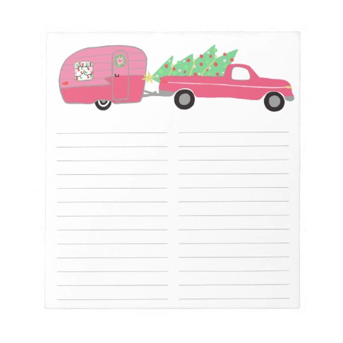Cute RV Christmas Camper Trailer Grocery Shopping  Notepad