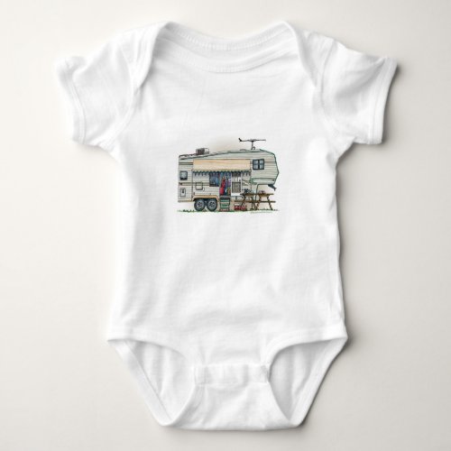 Cute RV Vintage Fifth Wheel Camper Travel Trailer Baby Bodysuit