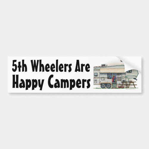 Cute RV Vintage Fifth Wheel Camper Travel Trailer Bumper Sticker