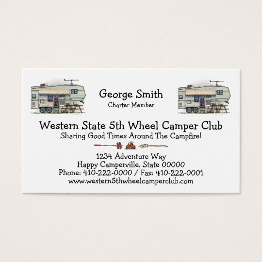 Cute RV Vintage Fifth Wheel Camper Travel Trailer Business Card