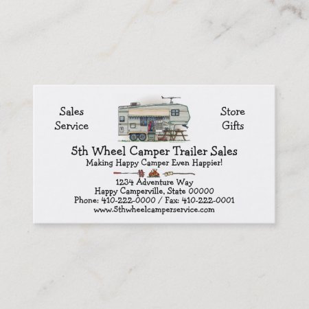 Cute Rv Vintage Fifth Wheel Camper Travel Trailer Business Card