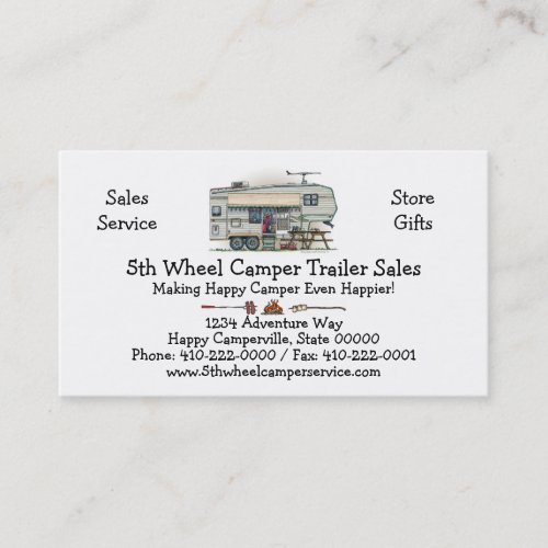 Cute RV Vintage Fifth Wheel Camper Travel Trailer Business Card