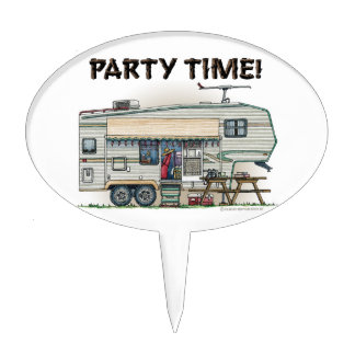 Cute RV Vintage Fifth Wheel Camper Travel Trailer Cake Topper