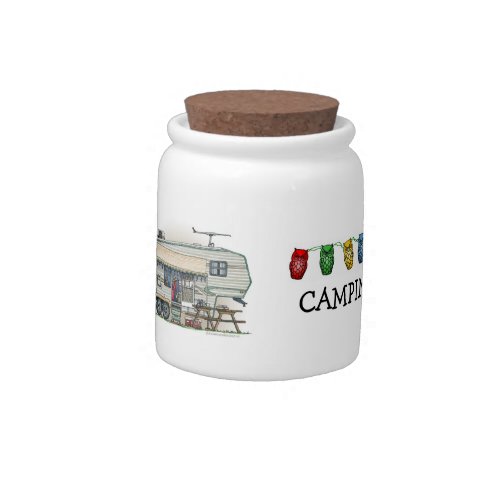 Cute RV Vintage Fifth Wheel Camper Travel Trailer Candy Jar