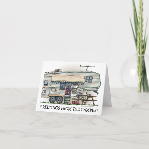 Cute RV Vintage Fifth Wheel Camper Travel Trailer Card