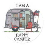 Cute RV Vintage Fifth Wheel Camper Travel Trailer Classic Round Sticker Cute RV Vintage Fifth Wheel Camper Travel Trailer Classic Round Sticker