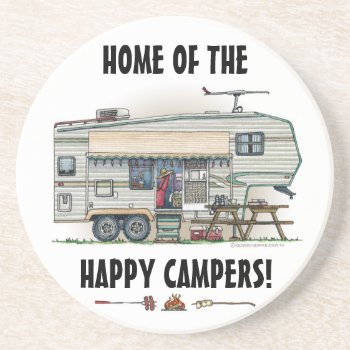Cute Rv Vintage Fifth Wheel Camper Travel Trailer Coaster by art1st at Zazzle